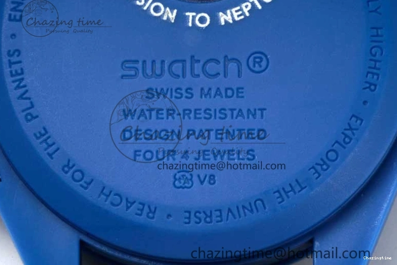 0206 ZipUp Speedmaster Misson To Neptune 1:1 Best Edition Blue Dial On Nylon Strap Quartz 7854